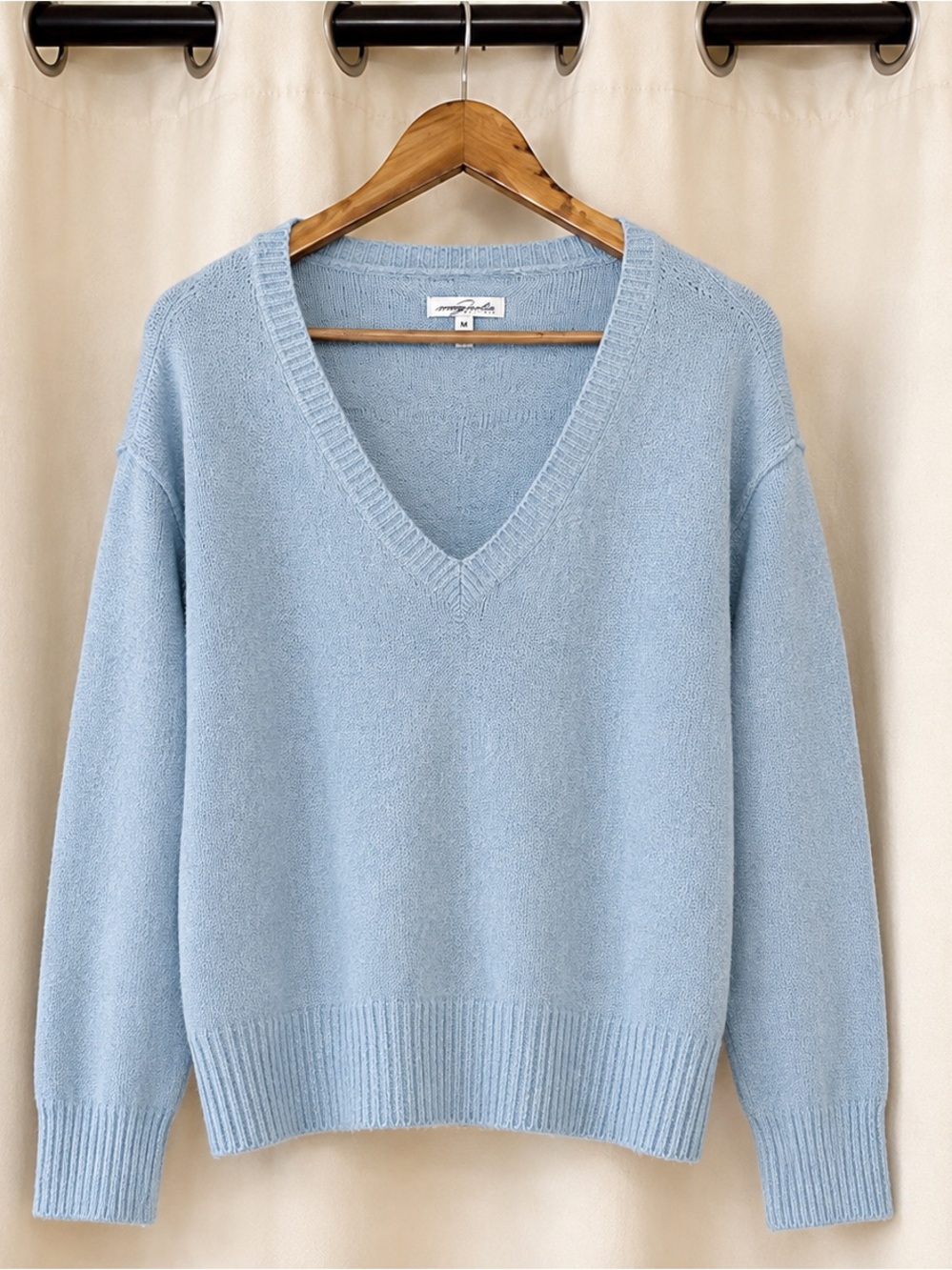 Magnolia Light Blue V-Neck Knit Sweater